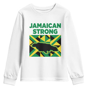 Jamaican Strong Resilience Geometric Flag Youth Sweatshirt Abstract Island Map and Heritage TS02 White Print Your Wear