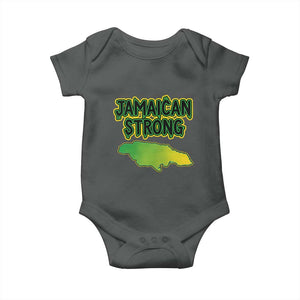 Jamaican Strong Resilience Graphic Baby Onesie Caribbean Island Map Silhouette TS02 Dark Heather Print Your Wear