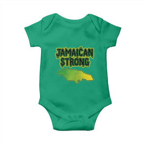Jamaican Strong Resilience Graphic Baby Onesie Caribbean Island Map Silhouette TS02 Irish Green Print Your Wear