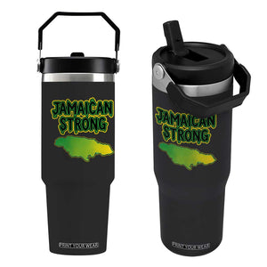 Jamaican Strong Resilience Graphic Flip Straw Tumbler Caribbean Island Map Silhouette TS02 One Size: 30 oz Black Print Your Wear