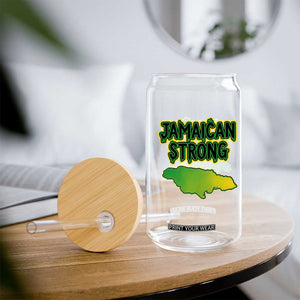 Jamaican Strong Resilience Graphic Glass Can Caribbean Island Map Silhouette TS02 Print Your Wear