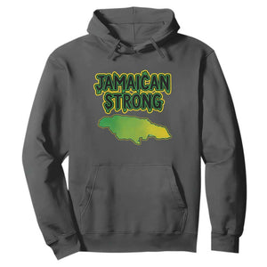 Jamaican Strong Resilience Graphic Hoodie Caribbean Island Map Silhouette TS02 Dark Heather Print Your Wear