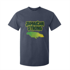 Jamaican Strong Resilience Graphic T Shirt For Kid Caribbean Island Map Silhouette TS02 Navy Print Your Wear