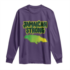 Jamaican Strong Resilience Graphic Long Sleeve Shirt Caribbean Island Map Silhouette TS02 Purple Print Your Wear
