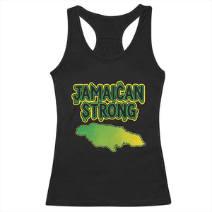 Jamaican Strong Resilience Graphic Racerback Tank Top Caribbean Island Map Silhouette TS02 Black Print Your Wear