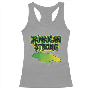 Jamaican Strong Resilience Graphic Racerback Tank Top Caribbean Island Map Silhouette TS02 Sport Gray Print Your Wear
