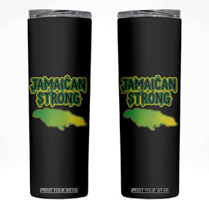 Jamaican Strong Resilience Graphic Skinny Tumbler Caribbean Island Map Silhouette TS02 Black Print Your Wear