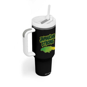 Jamaican Strong Resilience Graphic Tumbler With Handle Caribbean Island Map Silhouette TS02 Print Your Wear