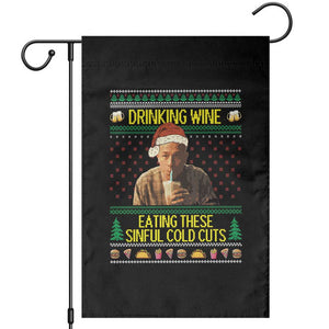 Funny Ed Gein Christmas Meme Garden Flag Drinking Wine Eating This Sinful Cold Cuts Viral Scene TS02 Black Print Your Wear