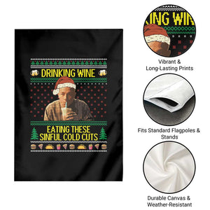 Funny Ed Gein Christmas Meme Garden Flag Drinking Wine Eating This Sinful Cold Cuts Viral Scene TS02 Print Your Wear