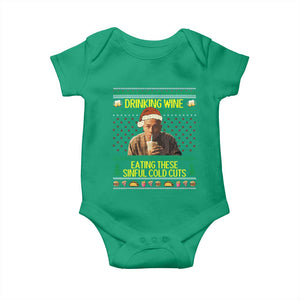 Funny Ed Gein Christmas Meme Baby Onesie Drinking Wine Eating This Sinful Cold Cuts Viral Scene TS02 Irish Green Print Your Wear