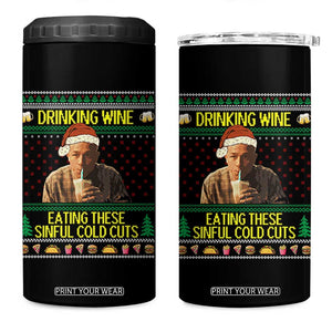 Funny Ed Gein Christmas Meme 4 in 1 Can Cooler Tumbler Drinking Wine Eating This Sinful Cold Cuts Viral Scene TS02 One Size: 16 oz Black Print Your Wear
