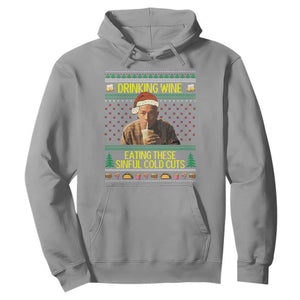 Funny Ed Gein Christmas Meme Hoodie Drinking Wine Eating This Sinful Cold Cuts Viral Scene TS02 Sport Gray Print Your Wear
