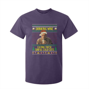Funny Ed Gein Christmas Meme T Shirt For Kid Drinking Wine Eating This Sinful Cold Cuts Viral Scene TS02 Purple Print Your Wear