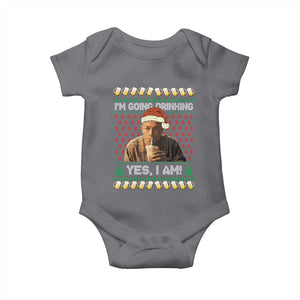 Funny Ed Gein Drinking Wine Baby Onesie Im Going Drinking Yes I Am Christmas Meme TS02 Charcoal Print Your Wear