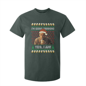 Funny Ed Gein Drinking Wine T Shirt For Kid Im Going Drinking Yes I Am Christmas Meme TS02 Dark Forest Green Print Your Wear