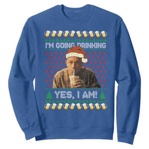 Funny Ed Gein Drinking Wine Sweatshirt Im Going Drinking Yes I Am Christmas Meme TS02 Royal Blue Print Your Wear