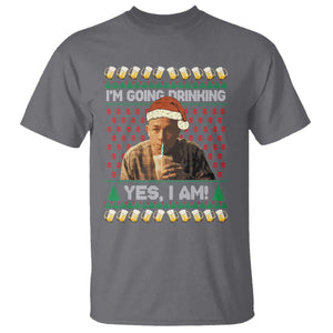 Funny Ed Gein Drinking Wine T Shirt Im Going Drinking Yes I Am Christmas Meme TS02 Charcoal Print Your Wear