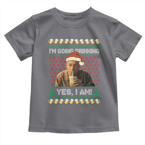 Funny Ed Gein Drinking Wine Toddler T Shirt Im Going Drinking Yes I Am Christmas Meme TS02 Charcoal Print Your Wear