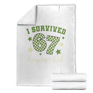 I Survived 67 Days of School Throw Blanket Funny Six Seven Meme Students Teacher Celebration TS02 White Print Your Wear