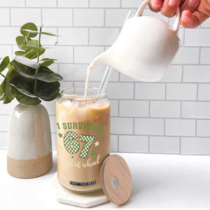 I Survived 67 Days of School Glass Can Funny Six Seven Meme Students Teacher Celebration TS02 Print Your Wear