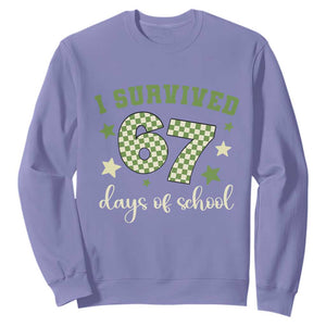 I Survived 67 Days of School Sweatshirt Funny Six Seven Meme Students Teacher Celebration TS02 Violet Print Your Wear