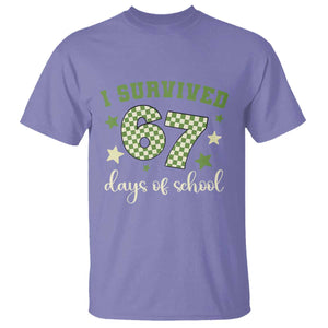 I Survived 67 Days of School T Shirt Funny Six Seven Meme Students Teacher Celebration TS02 Violet Print Your Wear