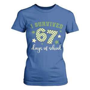 I Survived 67 Days of School T Shirt For Women Funny Six Seven Meme Students Teacher Celebration TS02 Royal Blue Print Your Wear
