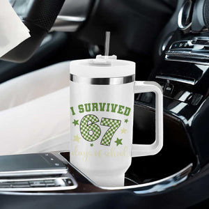 I Survived 67 Days of School Tumbler With Handle Funny Six Seven Meme Students Teacher Celebration TS02 Print Your Wear