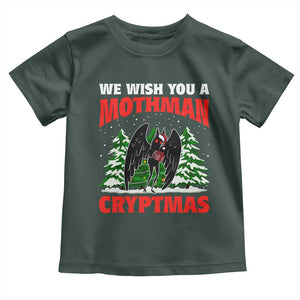 Mothman Christmas Toddler T Shirt We Wish You A Mothman Cryptmas Cryptid Cryptidcore TS02 Dark Forest Green Print Your Wear