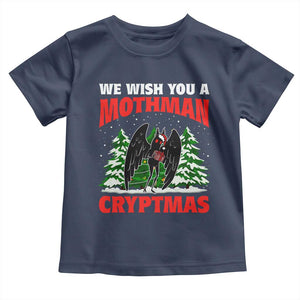 Mothman Christmas Toddler T Shirt We Wish You A Mothman Cryptmas Cryptid Cryptidcore TS02 Navy Print Your Wear