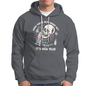 Drinking Skeleton Hoodie When You're Dead Inside But It's New Year TS02 Charcoal Printyourwear