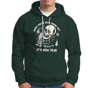Drinking Skeleton Hoodie When You're Dead Inside But It's New Year TS02 Dark Forest Green Printyourwear