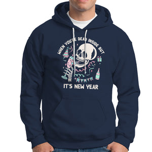 Drinking Skeleton Hoodie When You're Dead Inside But It's New Year TS02 Navy Printyourwear