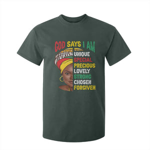 Proud Black Woman T Shirt For Kid God Says I Am Melanin Girl Pride TS02 Dark Forest Green Print Your Wear