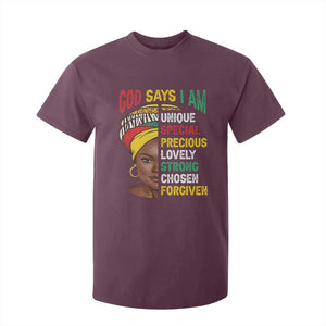 Proud Black Woman T Shirt For Kid God Says I Am Melanin Girl Pride TS02 Maroon Print Your Wear