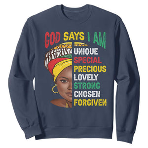 Black History Month Sweatshirt God Says I Am Bible Melanin Girl Pride TS02 Navy Printyourwear