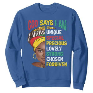Black History Month Sweatshirt God Says I Am Bible Melanin Girl Pride TS02 Royal Blue Printyourwear