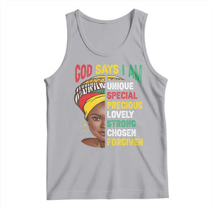 Proud Black Woman Tank Top God Says I Am Melanin Girl Pride TS02 Athletic Heather Print Your Wear
