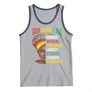 Proud Black Woman Tank Top God Says I Am Melanin Girl Pride TS02 Athletic Heather Navy Print Your Wear