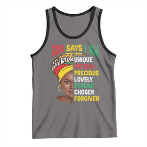 Proud Black Woman Tank Top God Says I Am Melanin Girl Pride TS02 Deep Heather Black Print Your Wear