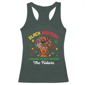 Black History Month Racerback Tank Top Honoring The Past Inspiring The Future African American Roots TS02 Dark Forest Green Print Your Wear