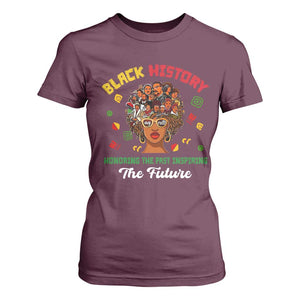 Black History Month T Shirt For Women Honoring The Past Inspiring The Future African American Roots TS02 Maroon Print Your Wear