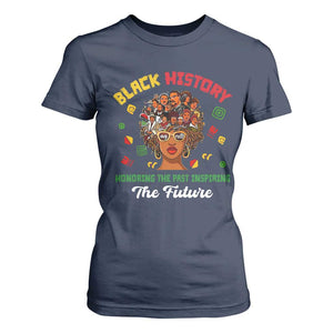 Black History Month T Shirt For Women Honoring The Past Inspiring The Future African American Roots TS02 Navy Print Your Wear