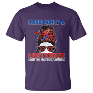 CHD Awareness T Shirt Messy Bun Mom Of A Heart Warrior Congenital Heart Defect TS02 Purple Printyourwear