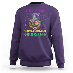 Funny Mardi Gras Sweatshirt Let The Shenanigans Begin TS02 Purple Printyourwear