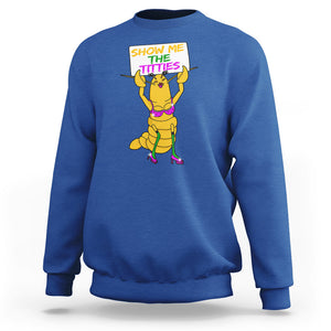 Funny Mardi Gras Sweatshirt Show Me The Titties Sexy Crawfish TS02 Royal Blue Printyourwear