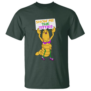 Funny Mardi Gras T Shirt Show Me The Titties Sexy Crawfish TS02 Dark Forest Green Printyourwear