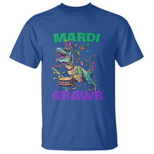 Funny Mardi Gras Dinosaur T Shirt Mardi Grawr Rex TS02 Royal Blue Printyourwear