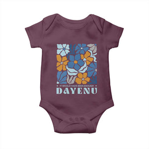Dayenu Passover Jewish Holiday Floral Retro Baby Onesie It Would Have Been Enough Meaningful Seder Gift TS02 Maroon Print Your Wear